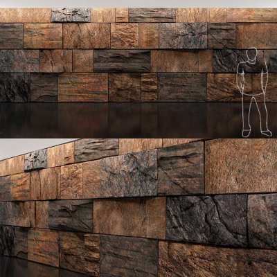 现代文化石岩板背景墙3D模型下载